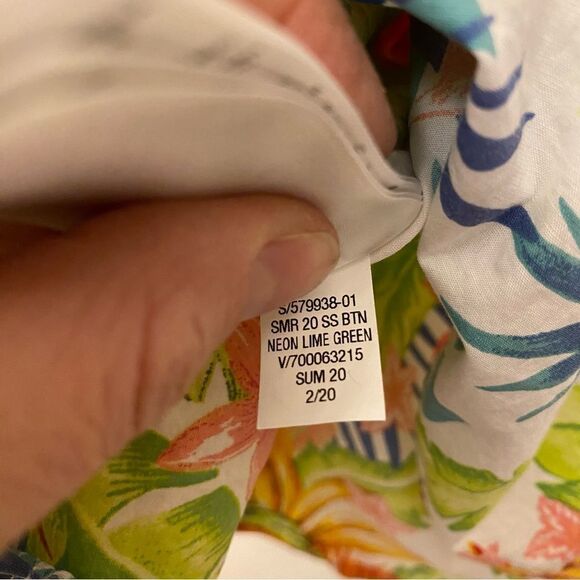 Gap Button Down short sleeve Hawaiian tropical print stretch poplin shirt L - Picture 7 of 8